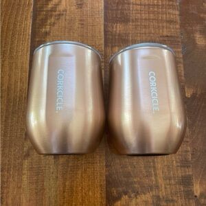 2 Corkcicle 12oz stemless wine tumblers - metallic copper